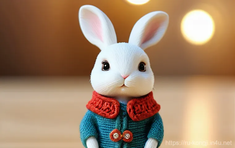 콩지래빗 피규어 출시 정보 - **Close-up of a charming Kongji Rabbit:** Emphasize details, expression, soft feel, cozy lighting.