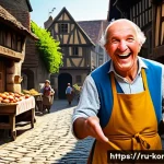 Home 21 콩지래빗 서브 캐릭터 - A lively medieval village scene with diverse secondary characters interacting naturally: a cheerful ...